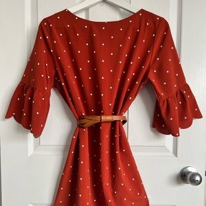 [Tickled Teal] Casual Boutique Dress, 3/4 sleeve. Burnt orange color
